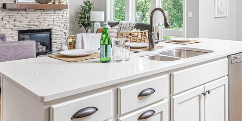 Natural stone countertop with a custom edge profile